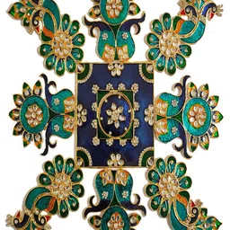 Kala Samarpan Multicoloured Metal Rangoli With Centerpiece-5
