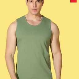 WOOSTRO Pack Of 2 Printed Combo Cotton Scoop Neck Gym Vests VWS26(ENJOY RED)(PLAIN LGTGRE-image-79