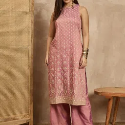 House of Pataudi Printed Tunic With Palazzo Co-Ords-image-8