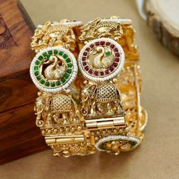 Wedding Chuda by Hitesh Bangles Set Of 2 Kundan-Studded Bangles-image-88