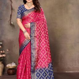Moda Rapido Pink Embellished Silk Blend Banarasi Sarees-picture-9