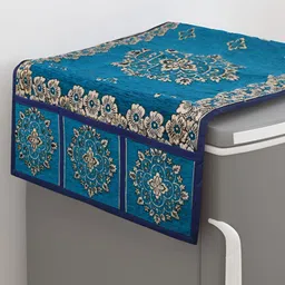 LooMantha Blue & Beige Printed  Cotton Fridge Cover-image-21
