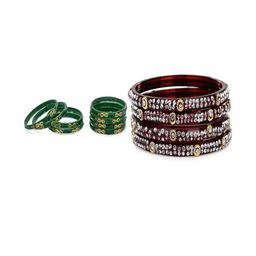 SOMIL Set Of 12 Green Alloy Artificial Stones & Beads Bangles-picture-16