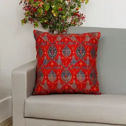 ZEBA Red & Grey Floral Square Cushion Covers-6