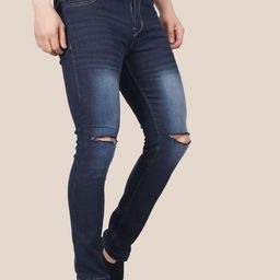 LINARIA Men Classic Slim Fit Slash Knee Heavy FadeMid-Rise Jeans-image-76