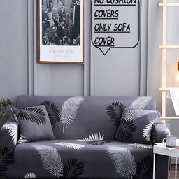 DECOR VATIKA Grey Printed 3 Seater Sofa Cover With Arms-image-64