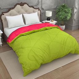 Myntra Elegant Homes Red & Lemon Green Microfiber 210 GSM Double Bed Comforter-picture-42