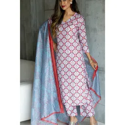 KALINI Floral Printed Kurta With Trousers & Dupatta-image-9