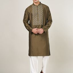 indus route by Pantaloons Floral Embroidered Mandarin Collar Straight Kurta-image-51