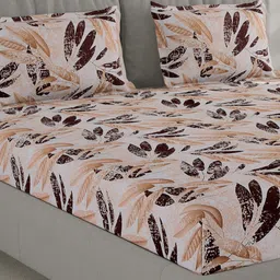Monte Carlo Brown & Black Floral Printed 130 TC Queen Bedsheet Set 2.2 m x 2.5 m-picture-31