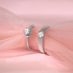 GIVA Set Of 2 925 Sterling Silver Rhodium-Plated Cubic Zirconia-Studded Couple Band Rings-image-49