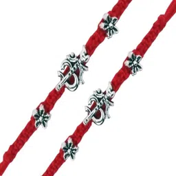 I Jewels Set Of 2 OM Design Thread Rakhi With Roli Chawal image 5