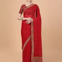 HERE&NOW Striped Saree with Woven Design Border-picture-55