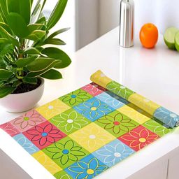 REVEXO Blue & Pink Floral Printed Reusable Kitchen Shelf Liner-22