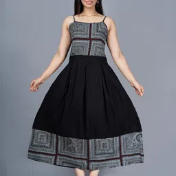 Twirl Tales Ethnic Motifs Print Fit & Flare Maxi Dress-picture-6