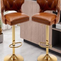Doe Buck Velvet Tufted Bar Chairs With Golden Base-image-87