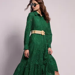 Vero Moda VM NEW VERONICA LS DR Women Self Design Belted Fit & Flare Maxi Dress-picture-52