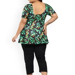 Aarika Plus Size Floral Printed Swim Set With Cap image 5