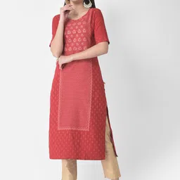 Span Floral Printed Sequinned Round Neck Straight Kurta-picture-46