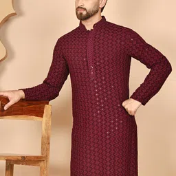Anouk Men Geometric Embroidered Sequinned Kurta-picture-7