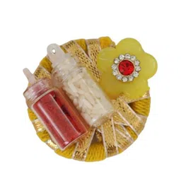 Yellow Bee Set Of 2 Wraparound Rakhi With Roli Chawal image 4
