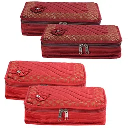 Kuber Industries Maroon 4 Pieces Self Design Jewellery Organisers-18
