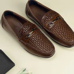 Metro Men Woven Design Slip-On Loafers-picture-10