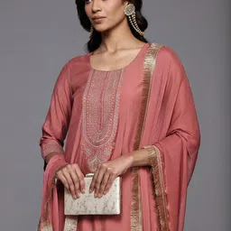 KSUT Women Ethnic Motifs Embroidered Regular Kurta with Trousers & With Dupatta-picture-54