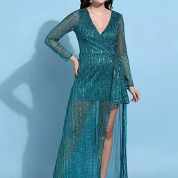 MISS HAUTE Embellished Net Maxi Dress-image-85