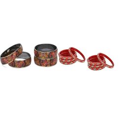 SOMIL Set Of 12 Multi Alloy Artificial Stones & Beads Bangles-picture-29