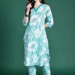 Indo Era Printed Pure Cotton Top With Trousers Co-Ords-image-17