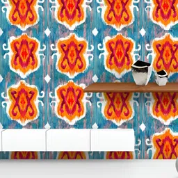 ArtzFolio Blue Orange Ikkat Print Water-proof Decals and Stickers-image-5