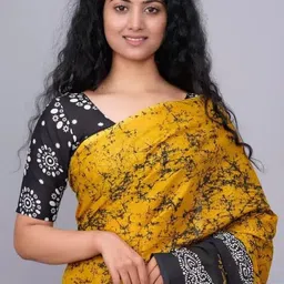 TROPWEAR Linen Blend Block Print Saree image 2