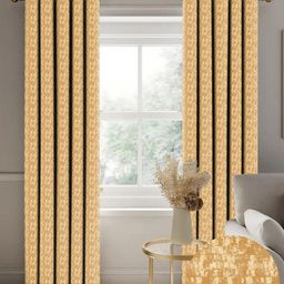 Nefertiti Home Yellow Set of 2 Floral Black Out Long Door Curtain-image-95