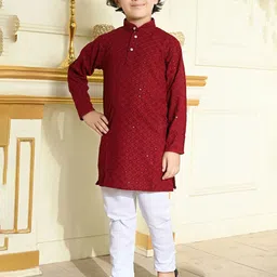 VALUE CREATION Boys Ethnic Motifs Emboridered Sequinned Kurta with Pyjamas-image-56