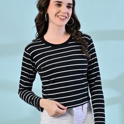 CORSICA Women Bio Finish Striped Round Neck Cotton T-shirt-picture-4