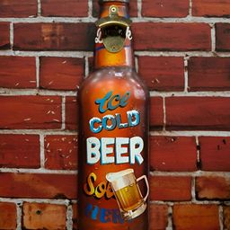 eazy wagon Brown & White Metal Bottle Opener Wall Decor-image-86