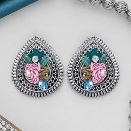 EVERSTYLISH Sanjoya Sequins & Pearls Embroidered & Oxidised Earrings-29