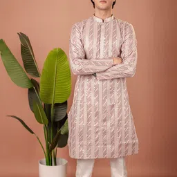 SUUTRAA BY SG Men Embellished Sequins Straight Pure Silk Kurta-picture-26