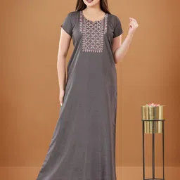 Sand Dune Embroidered Maxi Nightdress-image-82