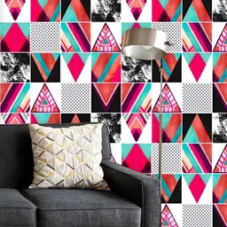 ArtzFolio Printed UV-Resistant Anti-Bacterial Abstract Squares & Triangles Peel & Stick Wallpaper-87