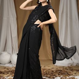 Thishma Embellished Sequinned Pure Georgette Saree-image-72