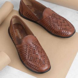 J.FONTINI Men Woven Design Leather Slip-On Sneakers-image-35