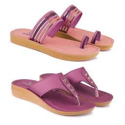 BERSACHE Women Pack Of 2 One Toe Flats-picture-11