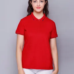 ELPIDA Solid Polo Collar Short Sleeves Regular Fit T-Shirt-image-51