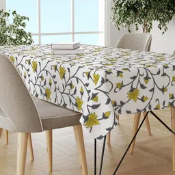Trance Home Linen Yellow Cotton 8-Seater Table Cover-13