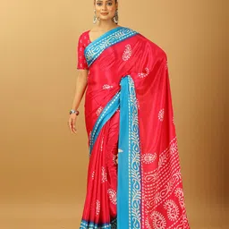 A.V.M. SILK MILLS Batik Printed Pure Crepe Saree-image-96