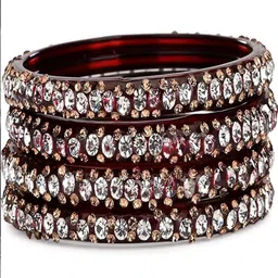 SOMIL Set of 16 Brown Alloy Artificial Stones & Beads Bangles-image-52