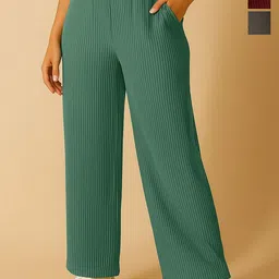 Fabflee Women Pack Of 3 High-Rise Wide Leg Trousers-picture-23
