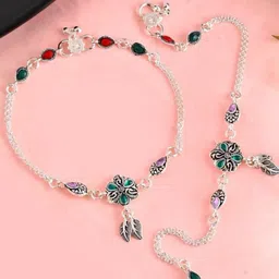VOJ Silver-Plated Artificial Beads Anklet image 1